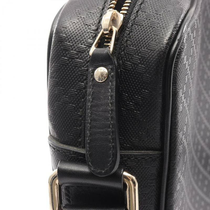 GUCCI Diamante 斜背單肩包 201448 帆布皮革黑色二手女款-6