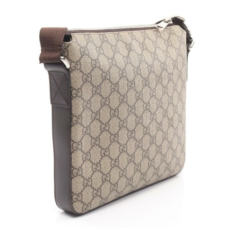 GUCCI GG Supreme 斜背單肩包 406410 帆布皮革 米棕色 二手-1