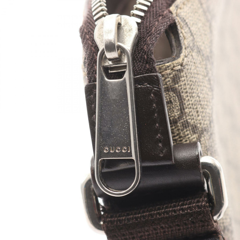 GUCCI GG Supreme 斜背單肩包 406410 帆布皮革 米棕色 二手-5
