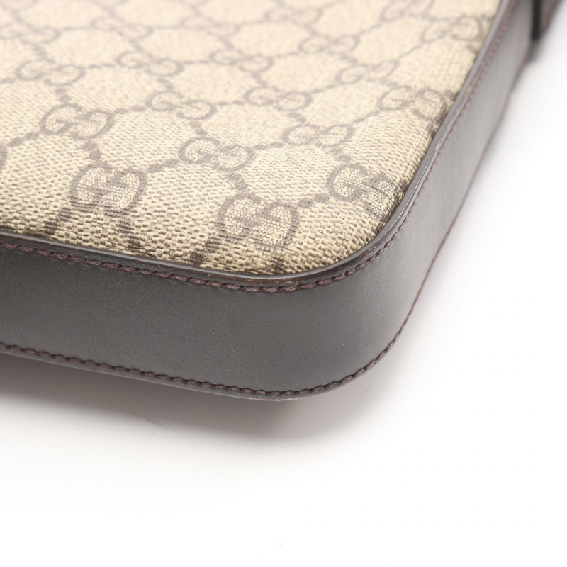 GUCCI GG Supreme 斜背單肩包 406410 帆布皮革 米棕色 二手-7