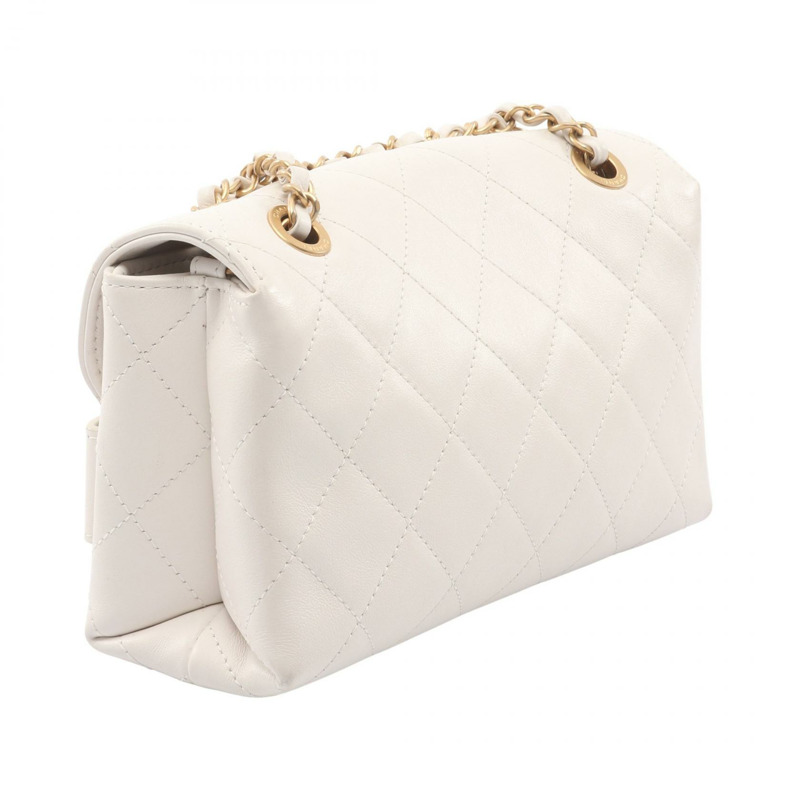 香奈兒 (CHANEL) 絎縫鏈條肩背包 白色 二手 女士 Coco CC 標誌-1