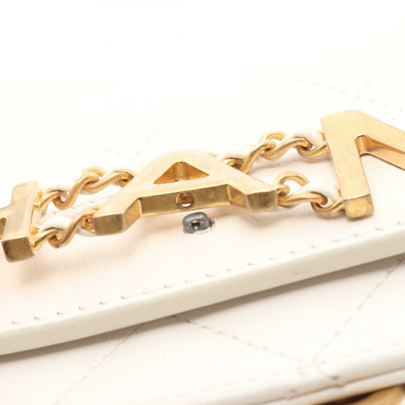 香奈兒 (CHANEL) 絎縫鏈條肩背包 白色 二手 女士 Coco CC 標誌-10
