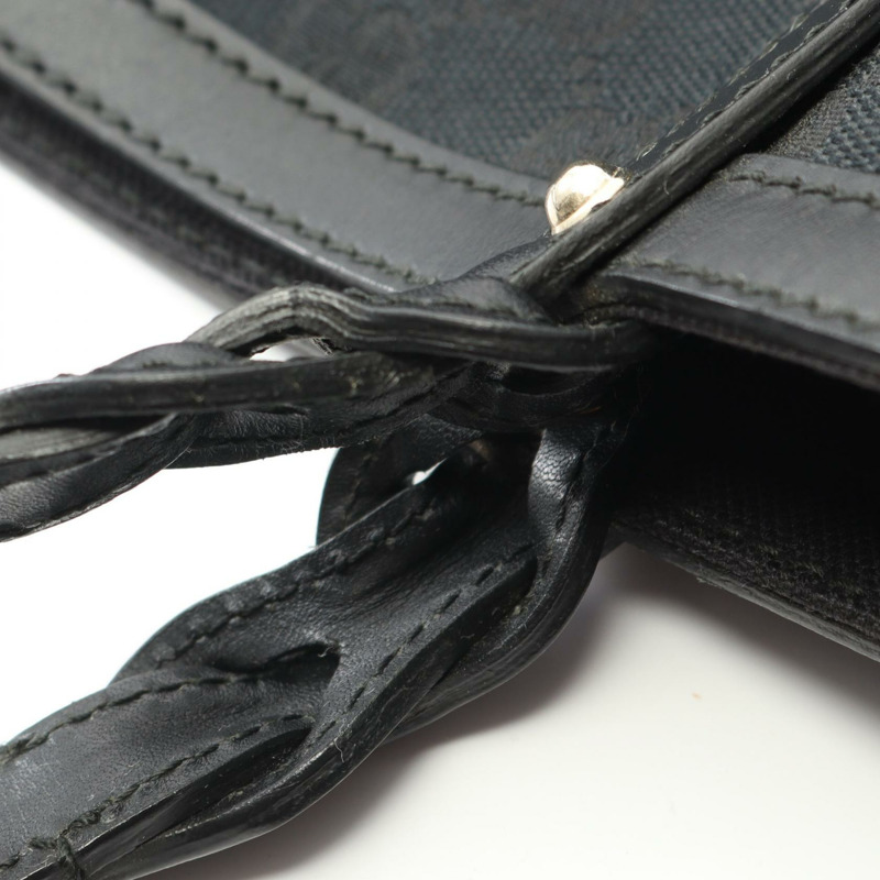 GUCCI GG帆布單肩托特包 247209 帆布皮革黑色二手女款-6