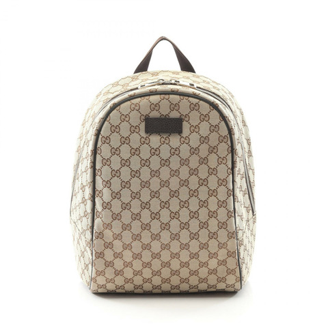 GUCCI GG帆布雙肩包 449906 皮革 米色 棕色 二手 女款