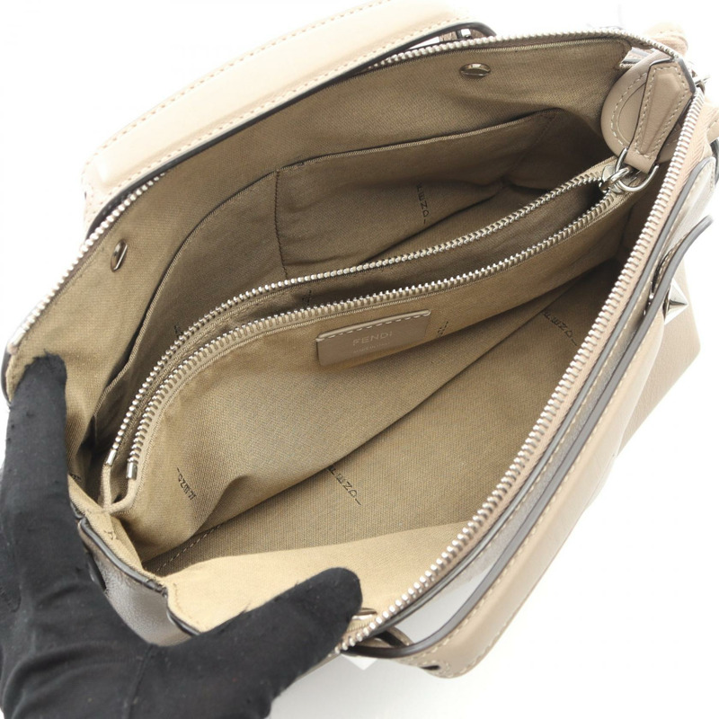 FENDI BY THE WAY 中斜背包 8BL146 1D5 皮革 米色 二手 女士-2