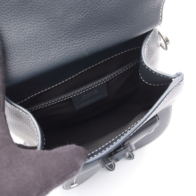 Christian Dior Gallop 雙肩包 馬鞍形 23-BO-1128 皮革 海軍藍 二手 男款-2