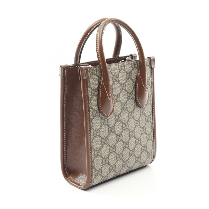 GUCCI 雙G標誌迷你兩用肩背手提包 671623 帆布 米棕色-1