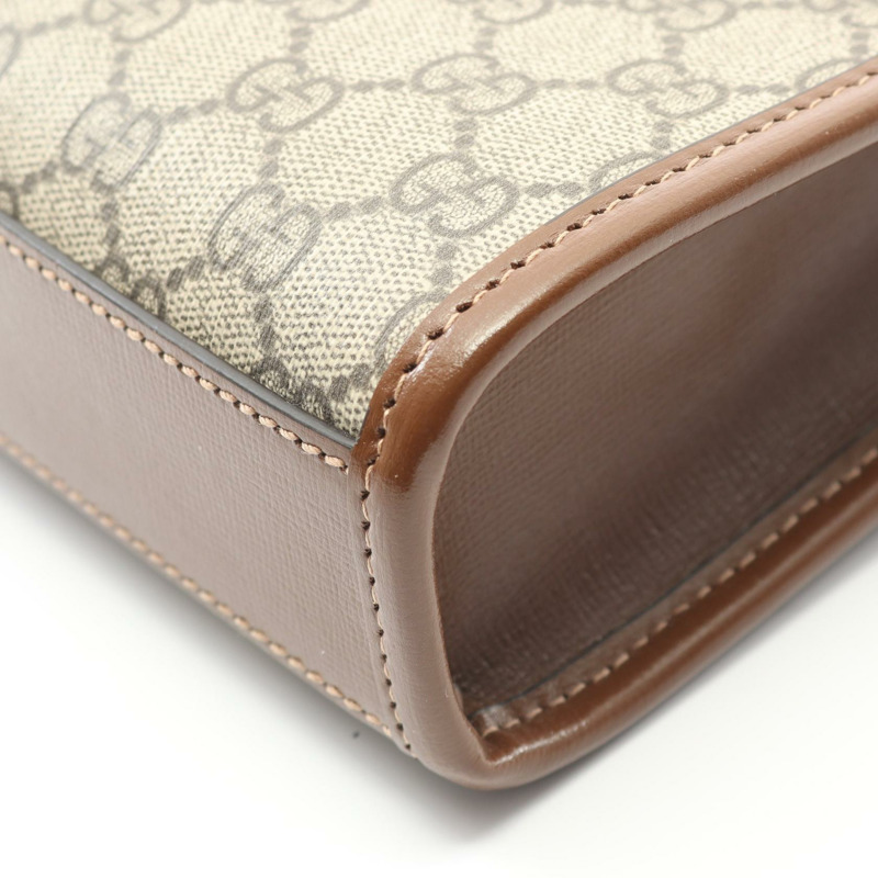 GUCCI 雙G標誌迷你兩用肩背手提包 671623 帆布 米棕色-4