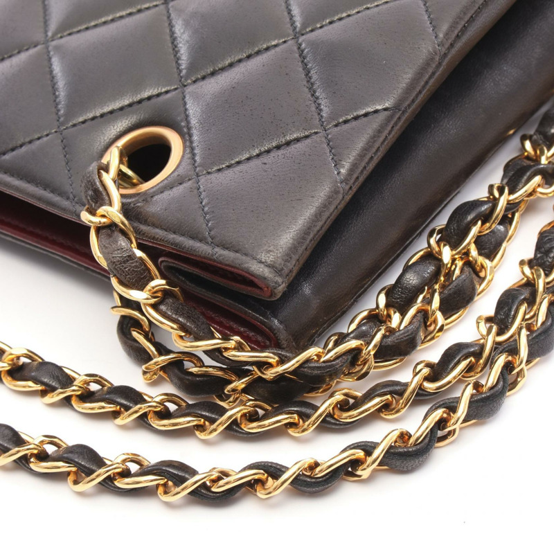 香奈兒 (CHANEL) Matelasse 鏈條肩背包，羊皮材質，黑色，二手，女士 CC-8