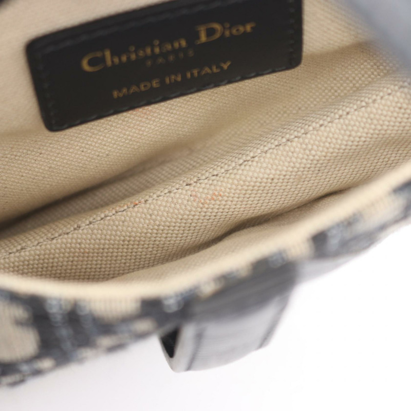 Christian Dior 迷你肩肩馬鞍包 Oblique Jacquard 手提包 皮革 海軍藍 CD-4