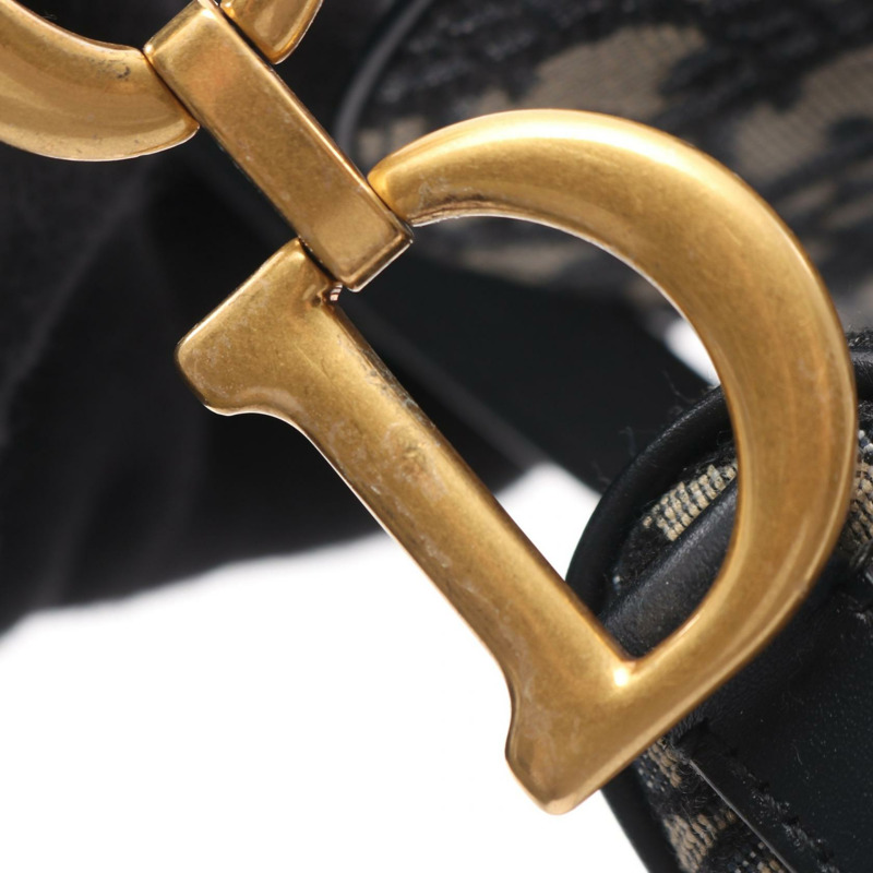 Christian Dior 迷你肩肩馬鞍包 Oblique Jacquard 手提包 皮革 海軍藍 CD-9