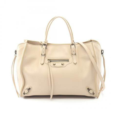 BALENCIAGA PAPIER A6 拉鍊式斜背包 370926 皮革 米色