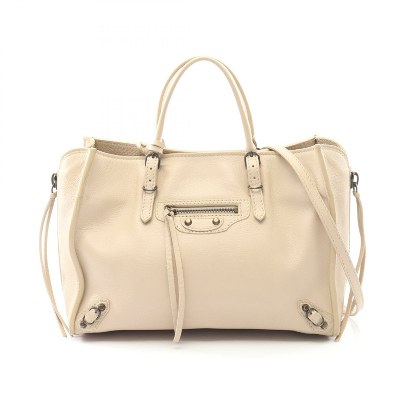 BALENCIAGA PAPIER A6 拉鍊式斜背包 370926 皮革 米色-0
