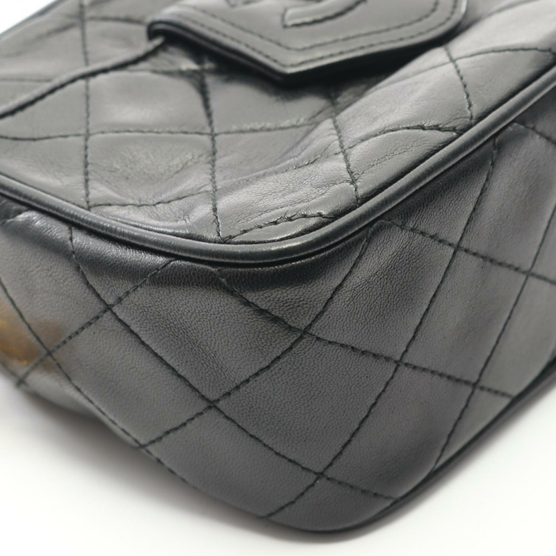 香奈兒 (CHANEL) Matelasse chian 斜挎單肩包，流蘇羊皮，黑色，二手，金色五金-5