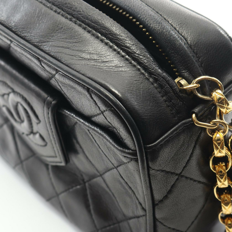 香奈兒 (CHANEL) Matelasse chian 斜挎單肩包，流蘇羊皮，黑色，二手，金色五金-7