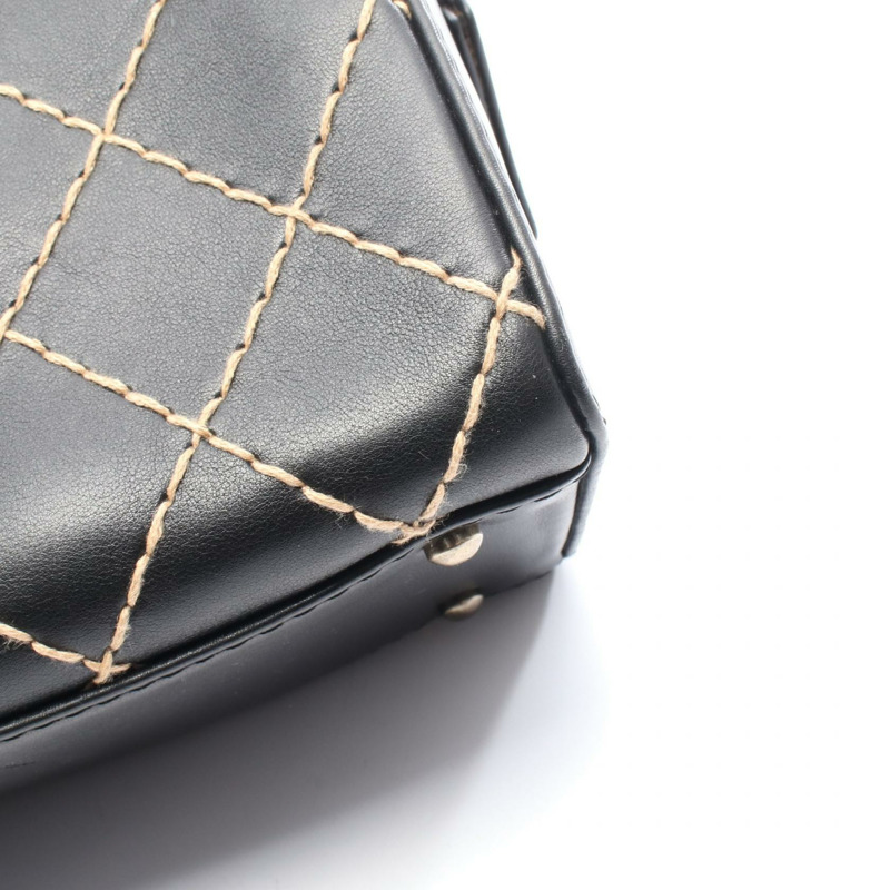 香奈兒 (CHANEL) 野性縫線手提包 A18121 黑色皮革二手女士手提包 SHW-7