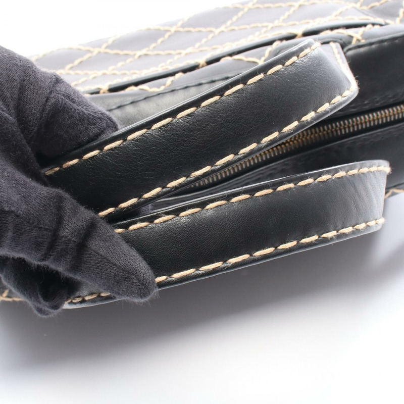 香奈兒 (CHANEL) 野性縫線手提包 A18121 黑色皮革二手女士手提包 SHW-8