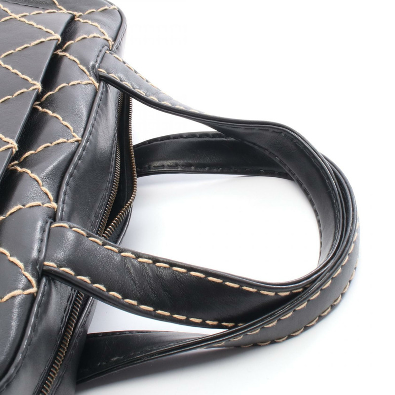 香奈兒 (CHANEL) 野性縫線手提包 A18121 黑色皮革二手女士手提包 SHW-10