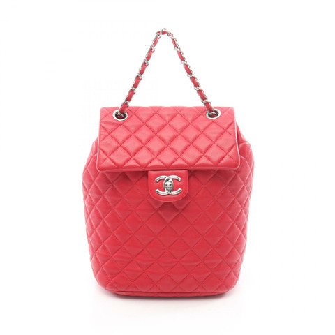 香奈兒 (CHANEL) 菱格紋鏈條雙肩包，羊皮材質，紅色，二手，女士，Coco CC