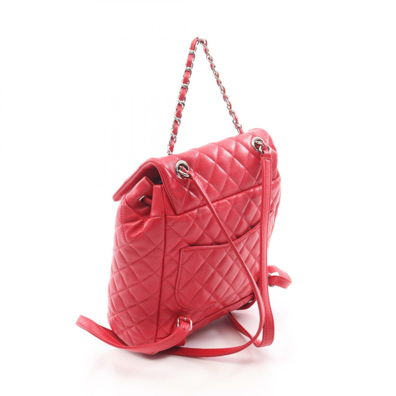 香奈兒 (CHANEL) 菱格紋鏈條雙肩包，羊皮材質，紅色，二手，女士，Coco CC-1
