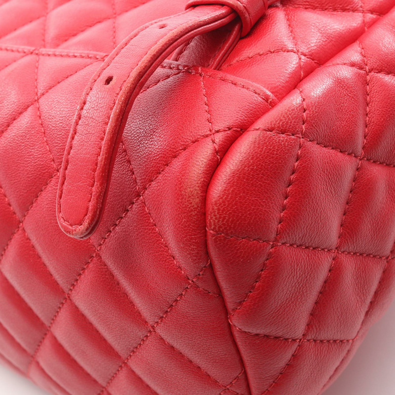 香奈兒 (CHANEL) 菱格紋鏈條雙肩包，羊皮材質，紅色，二手，女士，Coco CC-7