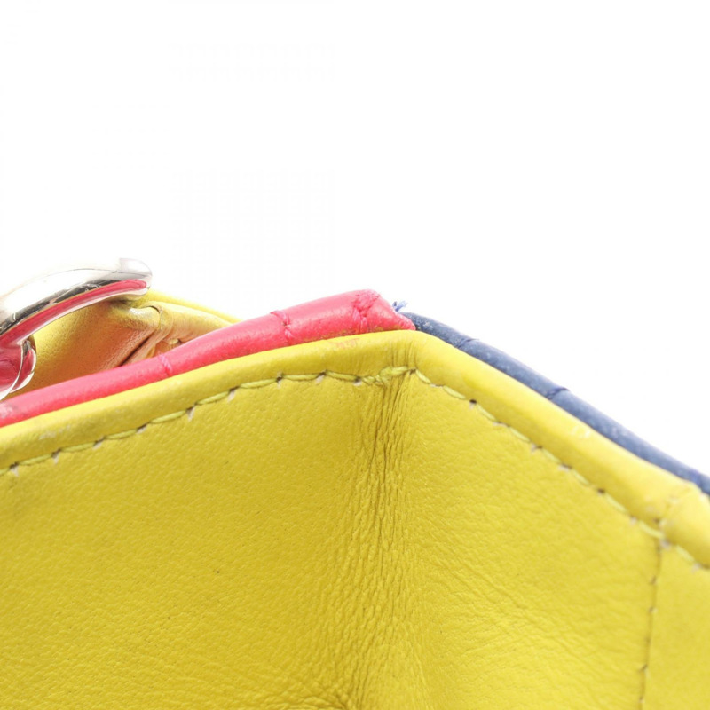 Christian Dior LADY DIOR Cannage 肩背包，皮革材質，粉紅色、黃色、藍色，二手-4