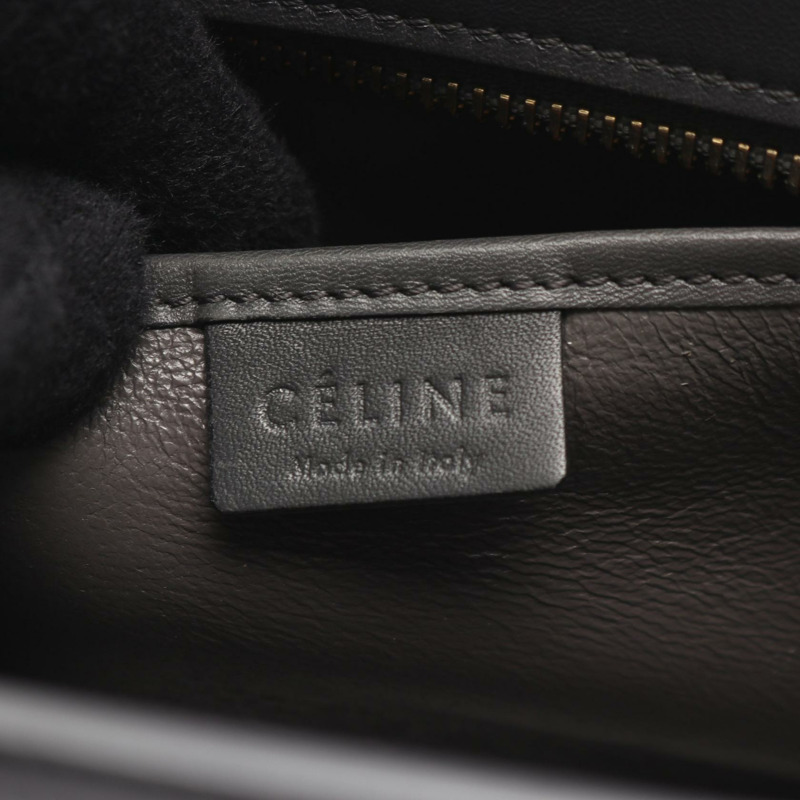 CELINE Luggage Nano Shopper 單肩斜背包，米色/黑色皮革，二手-3
