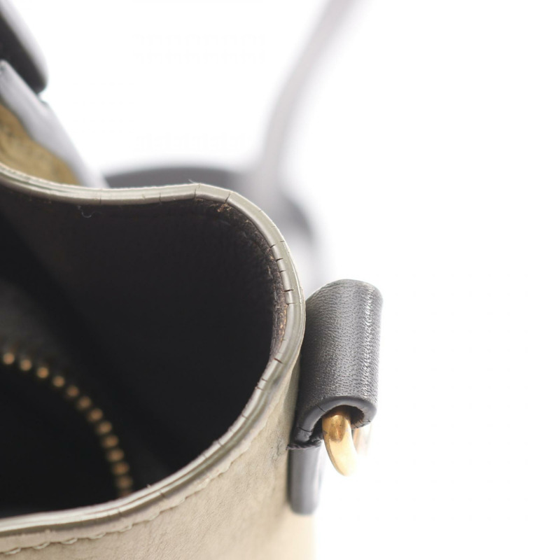 CELINE Luggage Nano Shopper 單肩斜背包，米色/黑色皮革，二手-5