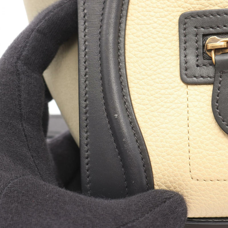 CELINE Luggage Nano Shopper 單肩斜背包，米色/黑色皮革，二手-6
