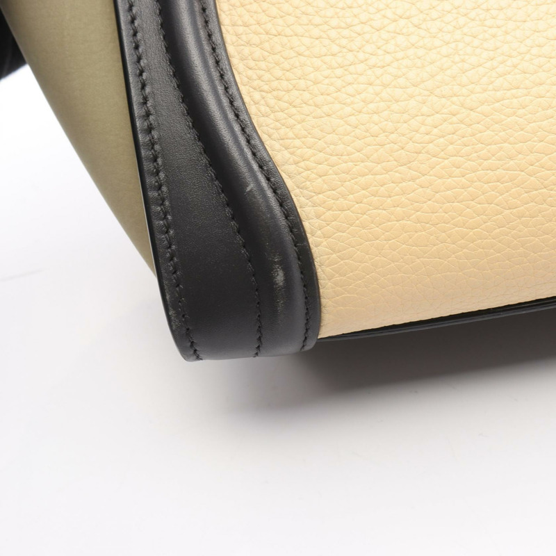 CELINE Luggage Nano Shopper 單肩斜背包，米色/黑色皮革，二手-7