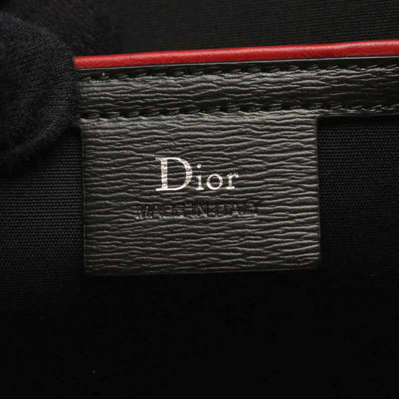 Christian Dior Oblique 皮帶斜背包帆布皮革灰黑色二手-3