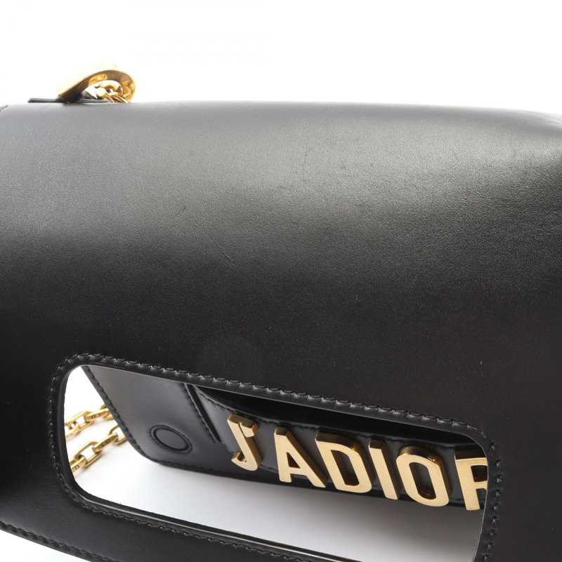 Christian Dior J'ADIOR 鏈條肩背包，黑色皮革，金色五金，二手女款-6