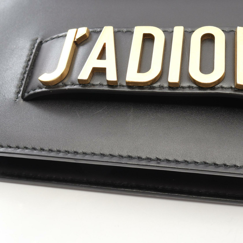Christian Dior J'ADIOR 鏈條肩背包，黑色皮革，金色五金，二手女款-8