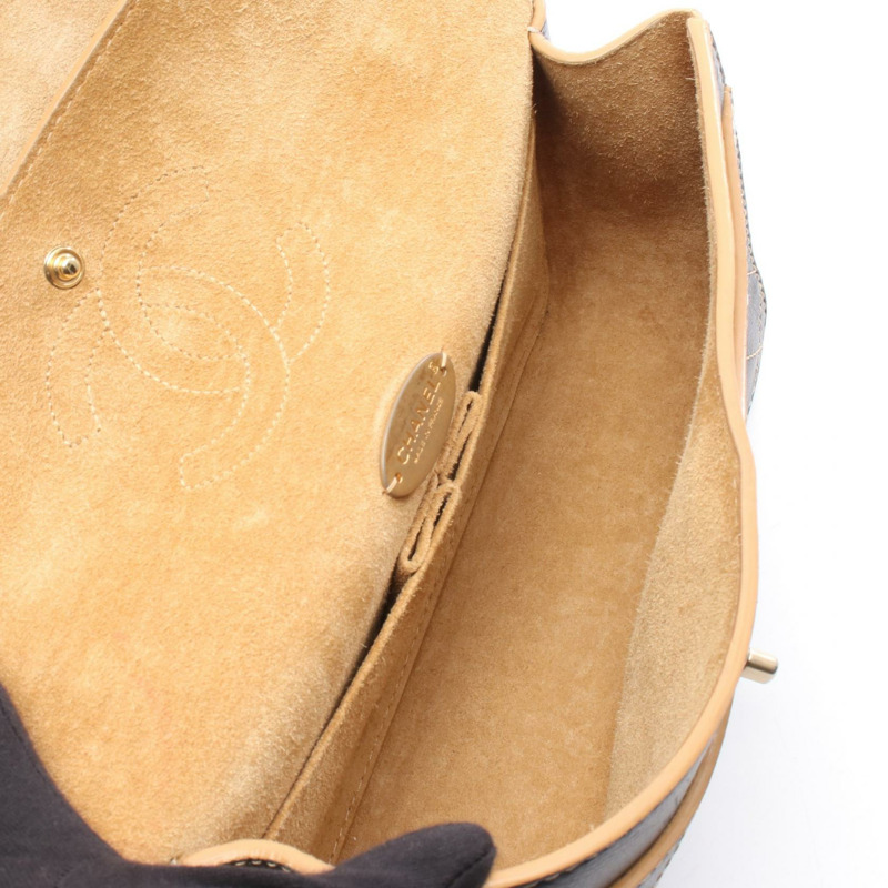 香奈兒 (CHANEL) 絎縫雙蓋鏈條肩背包，黑色皮革，金色五金，二手女款-2