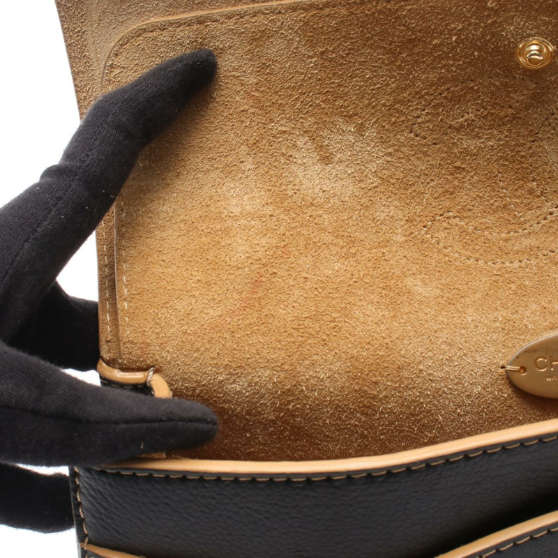 香奈兒 (CHANEL) 絎縫雙蓋鏈條肩背包，黑色皮革，金色五金，二手女款-6