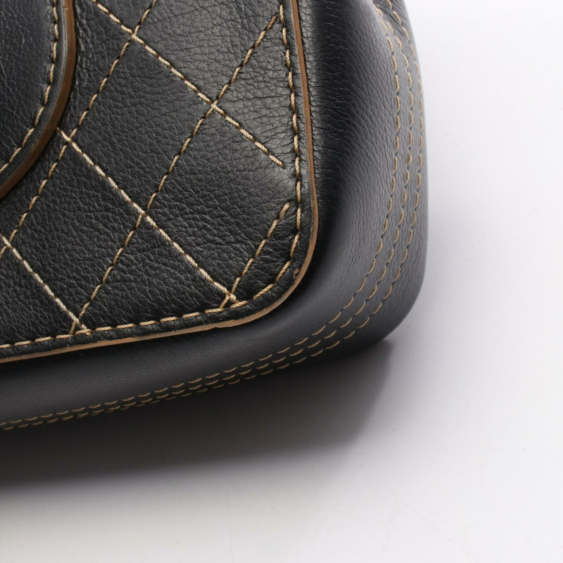 香奈兒 (CHANEL) 絎縫雙蓋鏈條肩背包，黑色皮革，金色五金，二手女款-8