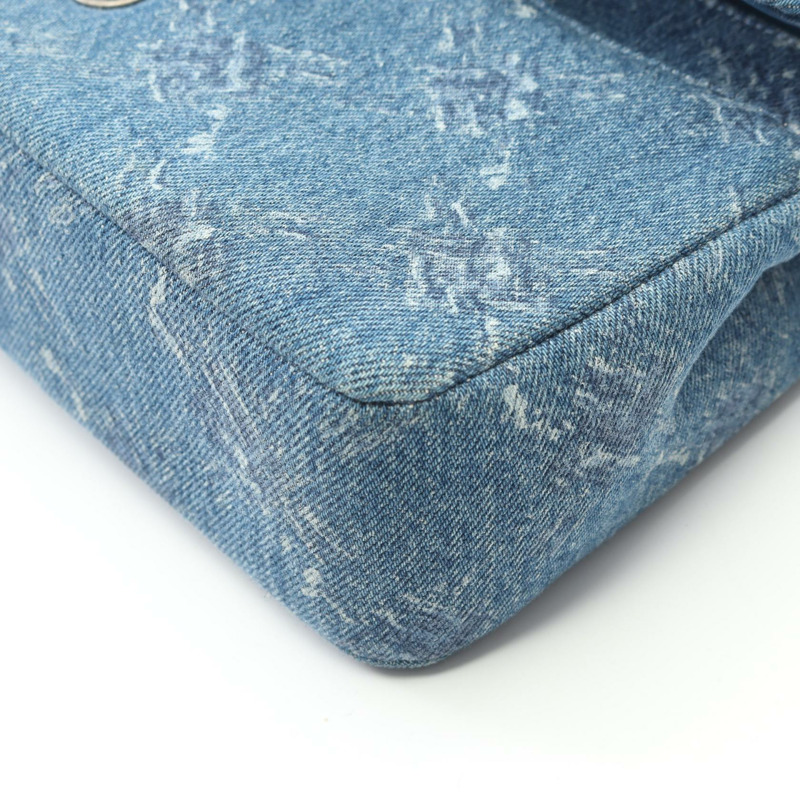 香奈兒 COCO Mark W 翻蓋鏈條單背包 牛仔藍 二手 女士 CC-6