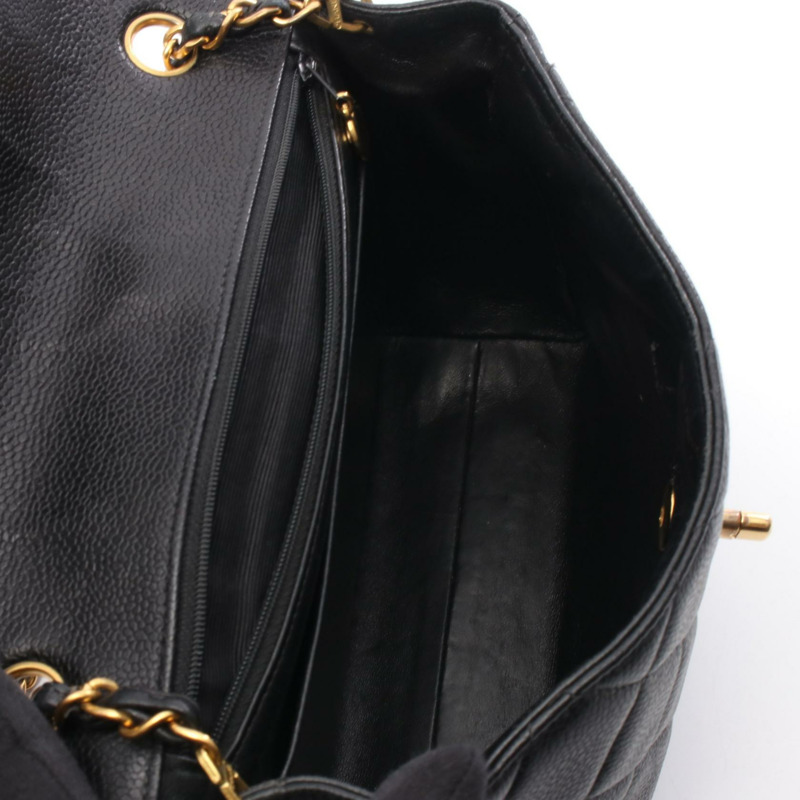 香奈兒 (CHANEL) 絎縫鏈條肩挎包，小牛皮材質，黑色，金色五金，二手女款-2