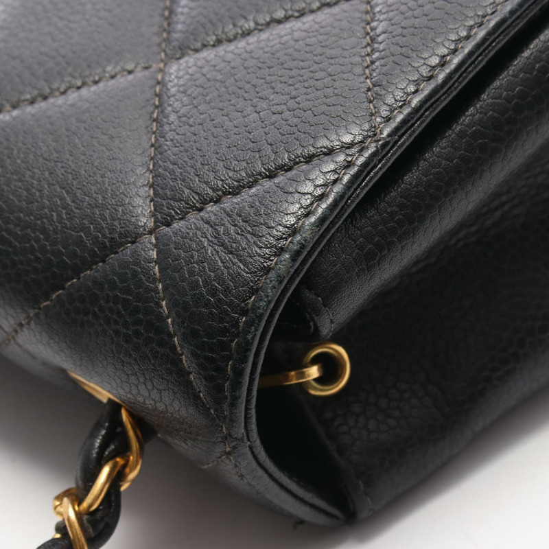 香奈兒 (CHANEL) 絎縫鏈條肩挎包，小牛皮材質，黑色，金色五金，二手女款-9