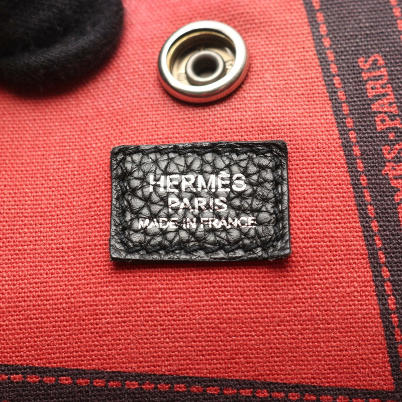 愛馬仕 Garden Party PM Bolduc Ribbon 手提包 Toile H 米白黑 SHW-3