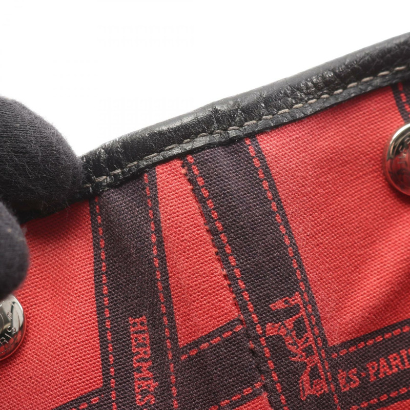 愛馬仕 Garden Party PM Bolduc Ribbon 手提包 Toile H 米白黑 SHW-4