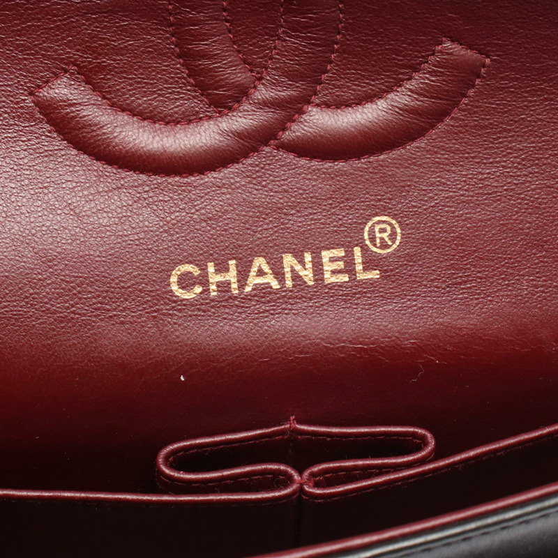 香奈兒 (CHANEL) Matelasse W 翻蓋鏈條單肩背包 A01112 黑色皮革 GHW 二手 CC-3