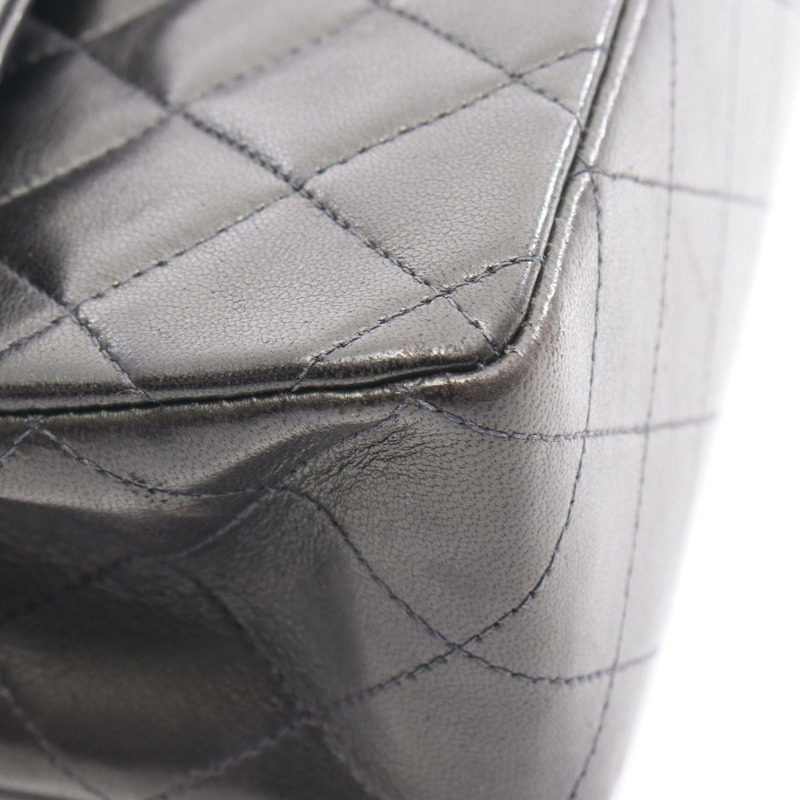 香奈兒 (CHANEL) Matelasse W 翻蓋鏈條單肩背包 A01112 黑色皮革 GHW 二手 CC-9