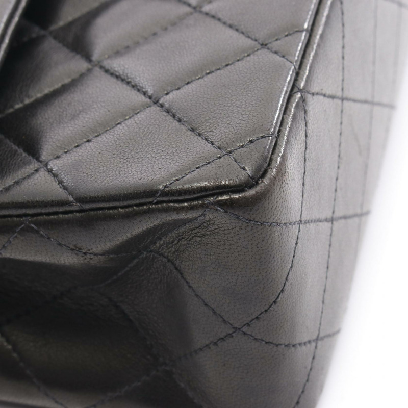 香奈兒 (CHANEL) Matelasse W 翻蓋鏈條單肩背包 A01112 黑色皮革 GHW 二手 CC-10