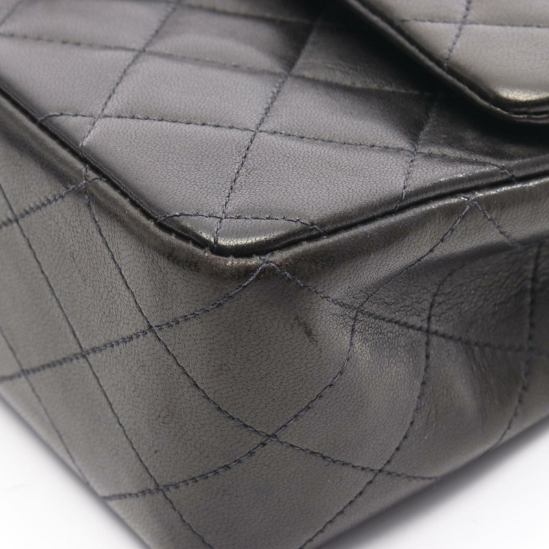 香奈兒 (CHANEL) Matelasse W 翻蓋鏈條單肩背包 A01112 黑色皮革 GHW 二手 CC-11