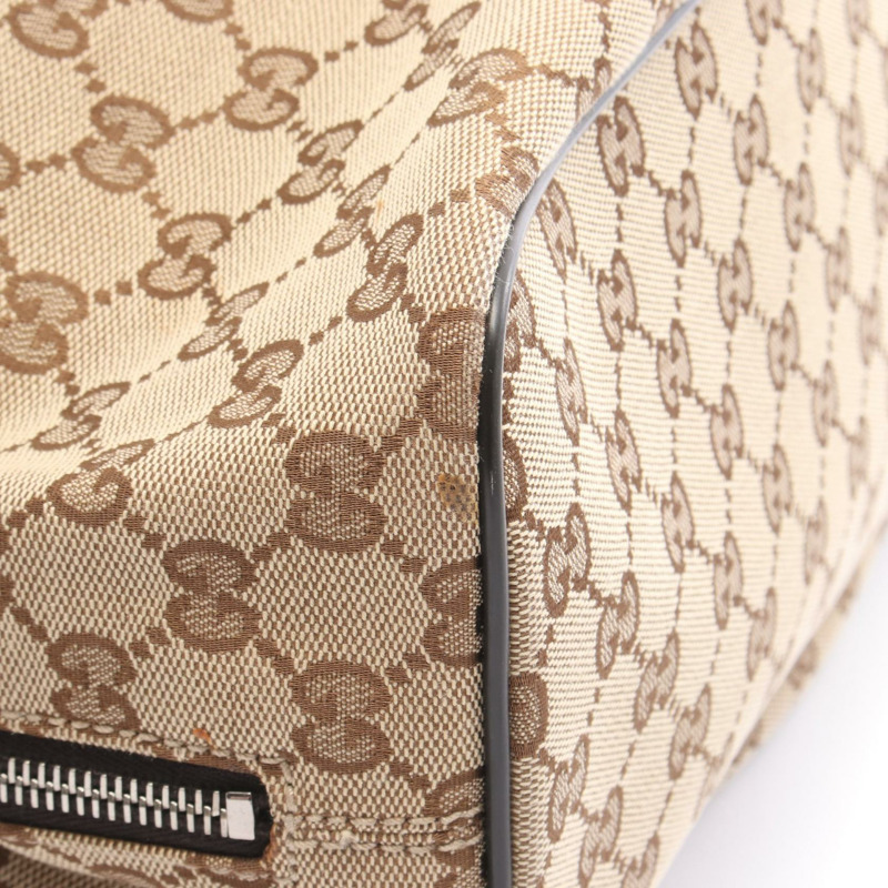 GUCCI GG帆布抽繩雙肩包 449175 皮革 米色 棕色 二手-5