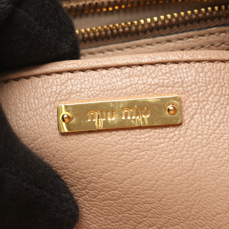 Miu Miu MADRAS 單肩斜背包，粉紅色米色皮革，二手女款-3