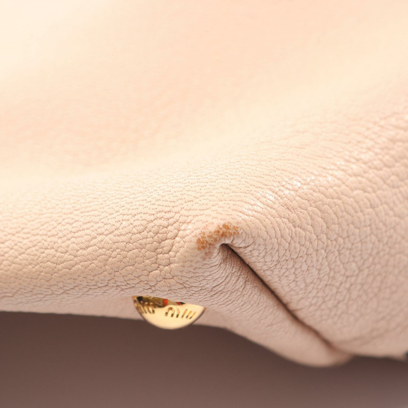 Miu Miu MADRAS 單肩斜背包，粉紅色米色皮革，二手女款-4