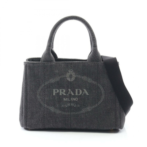 PRADA CANAPA 托特斜背包 1BG439 牛仔黑灰色 二手 女款