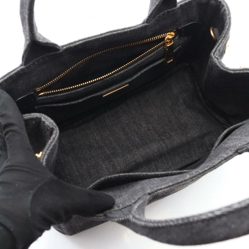 PRADA CANAPA 托特斜背包 1BG439 牛仔黑灰色 二手 女款-2
